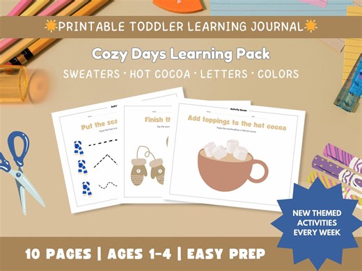 Cozy Winter Days Toddler Worksheets | Winter Season Preschool Printables | Winter Clothes Fine Motor & Learning Activities for Ages 1–4 - Etsy