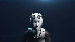 robot gone mad. an allegory for the critical error of artificial intelligence shown as a dancing robot . the concept of technology or artificial intelligence. 3d animation