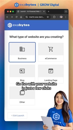 Go live with your website in just a few clicks. No complicated setup. No coding required. Once your AI-built website is ready—just hit publish. It’s that easy. You’re live on the internet. Fast. Seamless. Hassle-free. From idea to online in minutes. Try Exabytes AI Hosting today, or chat with Eve. Save RM250 on AI Hosting this Merdeka—plus get a FREE lifetime domain. *T&C Apply #Exabytes #GROWDigital | Exabytes (MY)