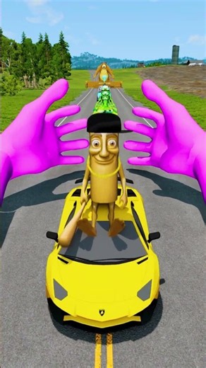 Wacky Stunts & Weird Rides Against GIANT Pink Hand Crusher! – BeamNG.Drive