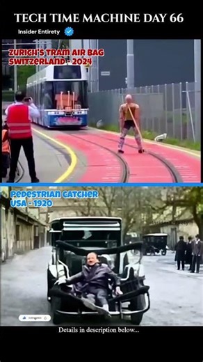 World’s First Tram Airbag vs 1920s Pedestrian Catcher 🤯 | Urban Safety Evolution #tech #engineering