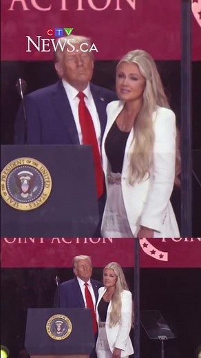 Donald Trump and Erika Kirk hug at memorial service