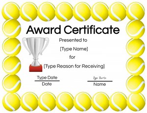Free Tennis Certificates | Edit Online and Print at Home