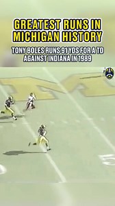 “When you see a hole like that, your eyes light up and you say, Goal Line all the way” 🗣️ Tony Boles on his 91-yard TD run against Indiana in 1989 Yep - it's Touchdown Tuesday! 〽️🙌🏈💙💛 Boles scored three TDs in the to lead the No. 6 Wolverines to a 38-10 victory over the Hoosiers on a sunny Ann Arbor October day in 1989. He scored all of his touchdowns in the second quarter, coming on runs of 6, 91 and 23 yards. Boles’ 91-yard TD run came on the first play after an Indiana punt. Derrick Walk