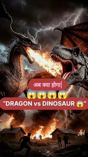 😱 Dragon vs Dinosaur Fight! Gaon Me Sab Log Dar Gaye #shorts