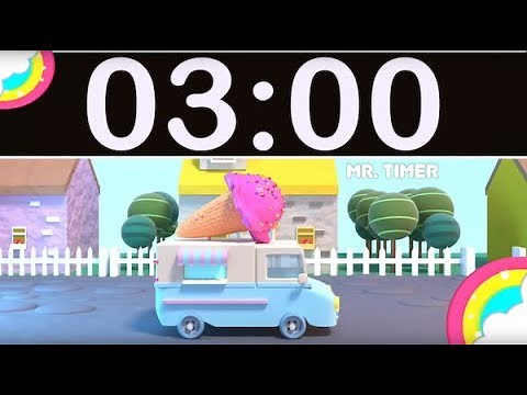 3 Minute Timer Countdown with Music for Kids Ice Cream Truck & Rainbow!