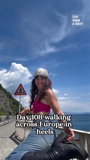 Every Woman is Worthy® on Instagram: "🇷🇴 She’s walking across a continent in heels. Not for attention. For protection. For prevention. For the girls who deserve a life that’s safe. 🖤👠 Meet Dora. She is walking from Barcelona to Craiova in heels, raising funds for Reaching Out Romania, a long-standing project that helps rescue human traff!cking victims and protect those most at risk. And this walk is also a love letter. Dora is doing it in her mother’s memory, turning grief into something tha