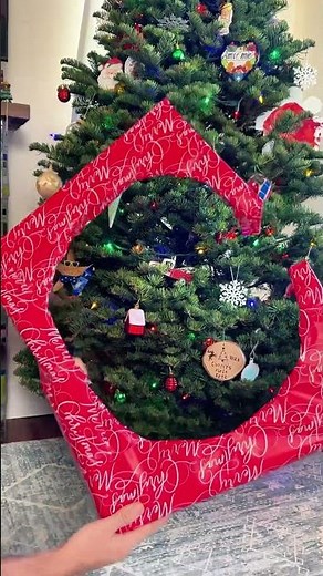 How to create a tree collar using boxes and wrapping paper #treecollar #christmastree #diy