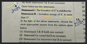 Given below are two statements: Statement-I : The formation of ... | Filo