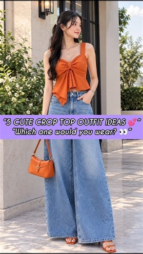 5 Cute Crop Top Outfit Ideas 💕 | Trendy & Aesthetic Looks ✨#nikufashion#croptop #croptopoutfit#
