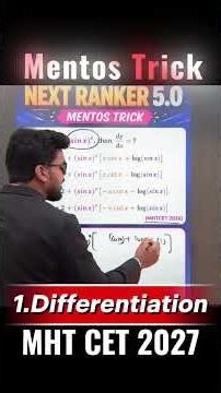 🤯 MHT CET 2027 Maths MCQ | Super Fast Differentiation Trick #mentostrick #mhtcet2027 #rahulgirisir