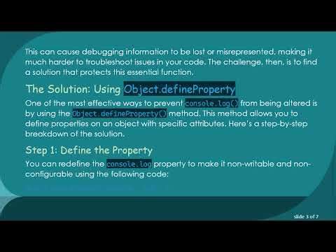 How to Prevent the console.log() Function from Being Overwritten