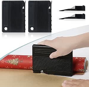 Quicker and Easier Gift Wrap Cutter (2-Pack) | Wrapping Paper Cutter with Replaceable Blade Sets | Christmas Holiday Birthday Wrapping Tool(Black+Black)