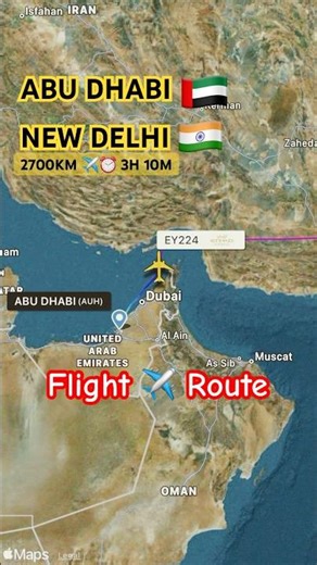 ABU DHABI 🇦🇪 TO NEW DELHI 🇮🇳 FLIGHT ROUTE MAP || ETIHAD AIRWAYS || #shorts #ytshorts #yt