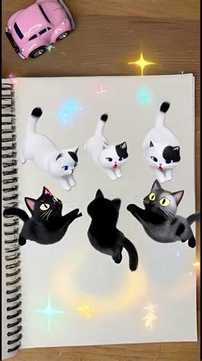 Magic Notebook ✨ | Dancing Sticker Cats 🐱 #magicnotebook #animatedsticker #animation