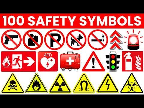 100+ Safety Signs & Symbols - Meanings Explained | Warning Signs | Road Signs | English Vocabulary