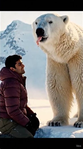 1. Man Feeds a Polar Bear on a Snowy Mountain 😳❄️🐻‍❄️