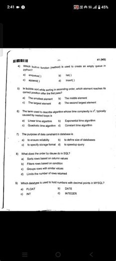 2nd puc computer science final exam question paper 📜🗞️📜
