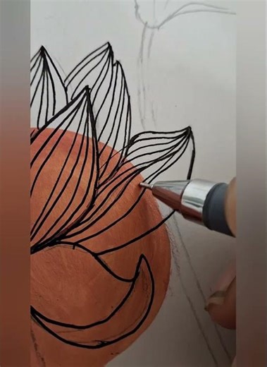 Lotus Flower Line Art Drawing in 60 Sec 🌸 #shorts #ytshorts #drawing