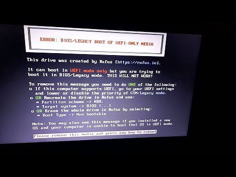Error: BIOS / LEGACY BOOT OF UEFI - ONLY MEDIA, Solución al error, error al instalar Windows