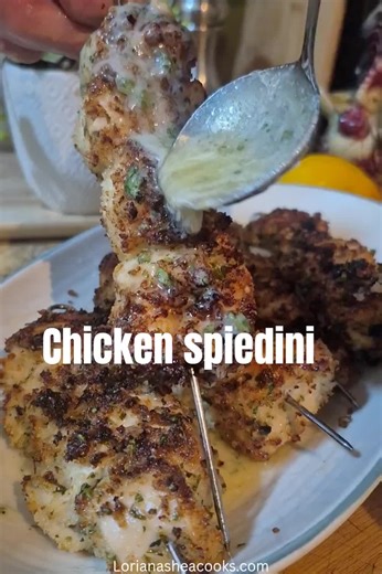 Crispy, garlicky chicken spiedini—simple, classic, and always a hit. ✨ The chicken is marinated with fresh garlic, coated in seasoned breadcrumbs, and baked until golden and juicy. It’s one of those recipes that feels special but couldn’t be easier to make. Serve it with a lemon butter and call it dinner. Ingredients ✅️ 1 1/2 lbs. boneless skinless chicken breast or thighs 2 Tbsp. olive oil 1 Tablespoon each garlic, onion, and paprika powder 1 Tbsp. Italian seasoning Juice and zest from one lemo