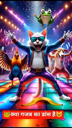 Cat 🐱 vs Frog 🐸 Dance Battle on Banana Peel! 😂💥 | Epic Animal Party 🎉 | #shorts