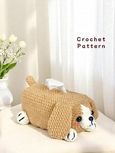 Dog Tissue Box Cover Crochet Pattern: Amigurumi PDF - Etsy