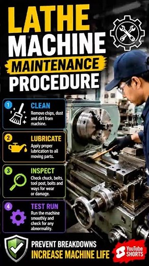 Lathe Machine Maintenance Procedure | Prevent Breakdowns & Improve Accuracy 🔧#shorts