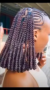 7.6K views · 106 reactions | Geometric square-pattern cornrows flowing into thick, uniform rope twists — a bold, structured protective style with rich volume and movement. ✨ #braidedhairstyles | Fatima Cauls | Facebook