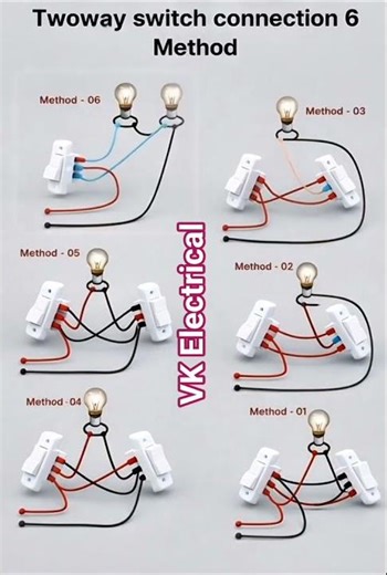 📌TWO Way Switch Connection With 6 Method#electrical #electricalguru#electricmotor #viral#electrician