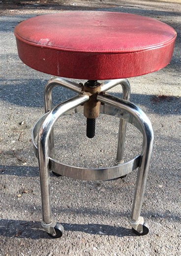 Red Leather Stool Industrial Adjustable 1949 Factory Seat - Etsy