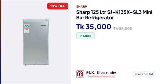 Sharp 125 Ltr SJ-K135X-SL3 Mini Bar Refrigerator