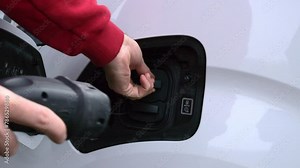 Charge cable plugin in EV, electric van. Stock Video