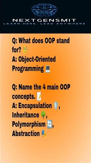 OOPS concept.#Java #JavaDeveloper #Programming #LearnJava #CodingShorts #JavaInterview