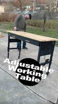 Nice 60x24” adjustable work table with wood top and casters. Perfect for many applications.