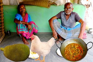 814K views · 25K reactions | Green Jackfruit with Chicken Curry recipe by our tribal old couple | Collecting Raw Jackfruit from Tree and Cooking with Chicken | Indian tribe food | Facebook