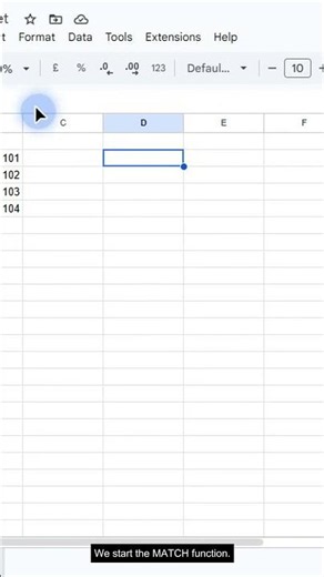 MATCH Function in Google Sheets — Formula #325 of 500 #Shorts