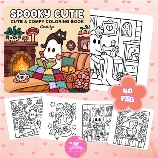 Spooky Cutie: Cute & Creepy Coloring Book for Kids | Kawaii Spooky Coloring Pages - Etsy