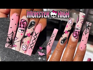 MONSTER HIGH HALLOWEEN NAILS! SAVILAND BEGINNER ACRYLIC KIT | NAIL ART TUTORIAL