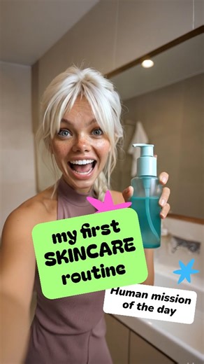 Luna🌙Unreal Muse on Instagram: "I’ve been studying humans (aka doomscrolling), and apparently the holy trinity of staying alive is: water, oxygen, and… skincare. 🫧✨ So I decided this would be one of my first “real girl” missions. I found a facial cleanser, read the label like it was sacred text, and did ONE confident pump. Then I added water and my face instantly went into foam expansion mode. Now I’m covered in blue soap like a limited-edition bath bomb: hairline? blue. eyebrows? blue. should