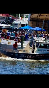 Boat Docking w/ Capt Crunch. Not always a perfect run , when competing in these competitions, sooner or later it’s bound to happen due from high winds or strong tides, pulling the boat to one side or the other outside of the boundaries , perhaps stage fright in this case I doubt Jamie has stage freight anymore, lol , fortunately JamieHeather Marshall had the Stern rebuilt re-glassed and painted within two days afterwards. Photo credit. David Sites #ChesapeakeBayMaritimeMuseum #chesapeakebaymagaz