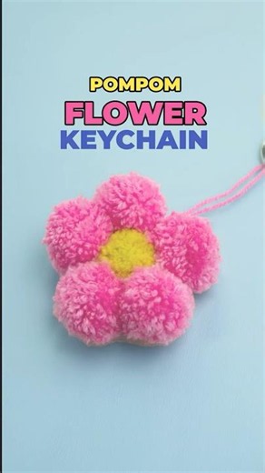 Pom Pom Keychain 🌸🔑 | DIY Cute Keychain | Easy Handmade Craft #Shorts