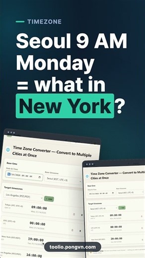 time zone converter with date — Seoul to New York #Shorts #dateandtime #comparetimezones