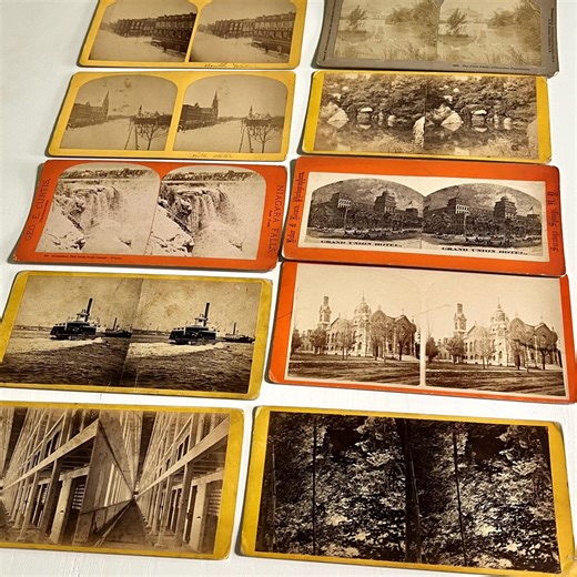 10 Antique Stereoscope Cards - New York and Illinois Locations - Sing Sing Prison, Niagara Falls, Elmira, Saratoga Springs - 1876 to 1893 - Etsy
