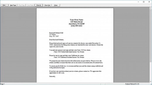 ProSeries - Client Letter Customization