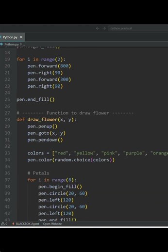 Advanced Python Code 🔥| beautiful flower garden | Smart Design Tricks in Python 🐍 | #Shorts