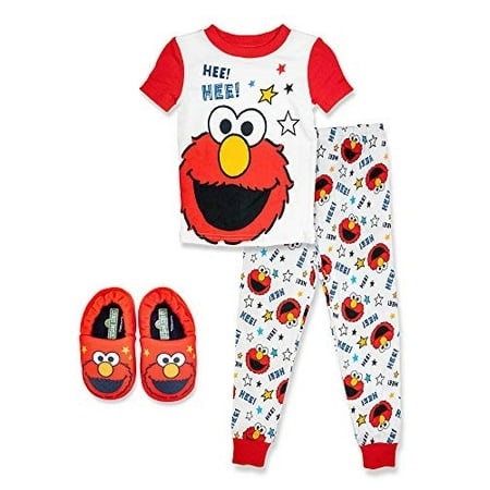 Sesame Street Elmo Toddler,2 Piece Pajama Set,with Matching Toddler Elmo Slippers, 100% Cotton, Red, Size 5T - Walmart.ca