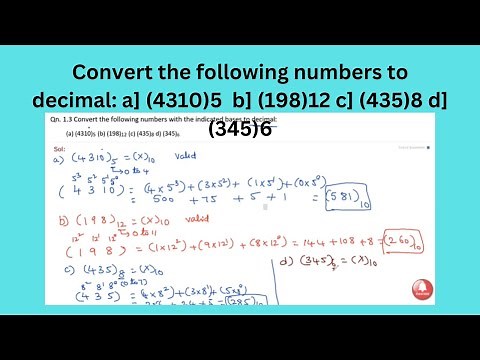 Pb 1.3 | Convert the following numbers to decimal: a] (4310)5 b] (198)12 c] (435)8 d] (345)6