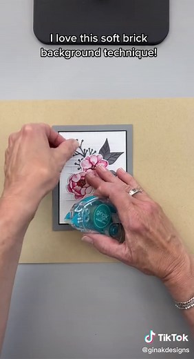 Pin and gray, clean and simple card! I love this soft brick background technique! Full video on YouTube! #ginakdesigns #stamping #cardmaking #papercrafts #stencils #diy #5minutecrafts #5minutecards #fyp #fypシ