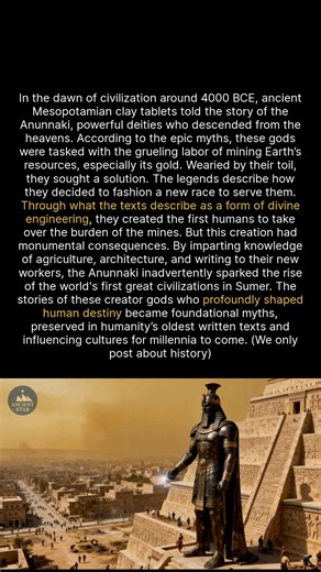 234K views · 2.6K reactions | Ancient Mesopotamian myths tell of the Anunnaki, deities who created humanity to serve them. #ancienthistory #historyfacts #didyouknow | Ancient Star | Facebook